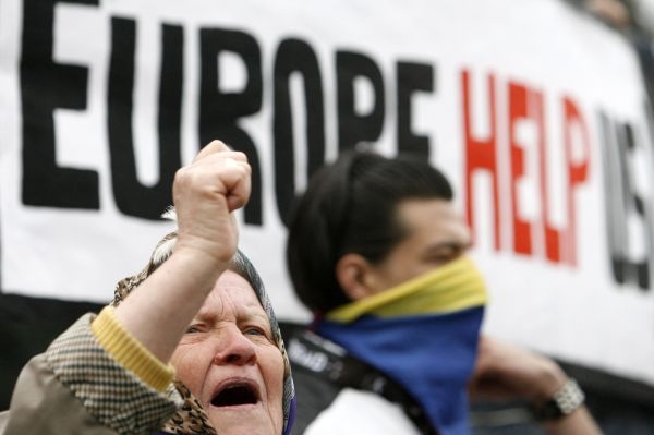 Demonstrace z desátého dubna v Kišiněvě.